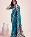 Teal Blue Banarasi Silk Saree | Bridal & Festive Wear