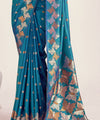 Teal Blue Banarasi Silk Saree | Bridal & Festive Wear