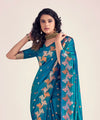 Teal Blue Banarasi Silk Saree | Bridal & Festive Wear