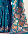 Teal Blue Banarasi Silk Saree | Bridal & Festive Wear