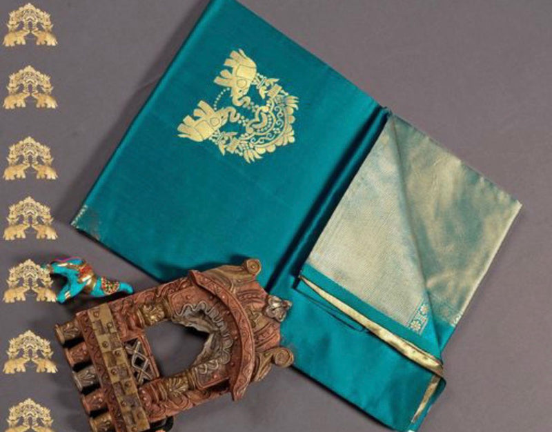Teal Blue Banarasi Silk Saree | Ethnic Wear for Women