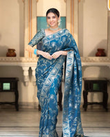 Teal Blue Banarasi Silk Saree | Ethnic Wear for Women