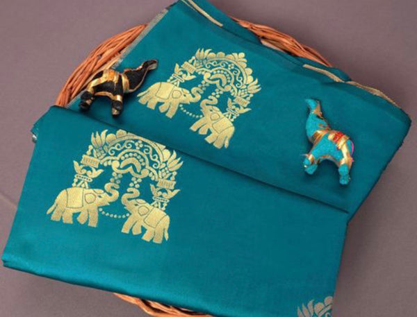 Teal Blue Banarasi Silk Saree | Ethnic Wear for Women