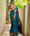 Teal Blue Banarasi Silk Saree | Traditional Wedding Wear