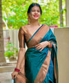 Teal Blue Banarasi Silk Saree | Traditional Wedding Wear