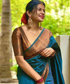 Teal Blue Banarasi Silk Saree | Traditional Wedding Wear