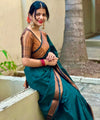 Teal Blue Banarasi Silk Saree | Traditional Wedding Wear