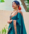 Teal Blue Banarasi Silk Saree | Traditional Wedding Wear