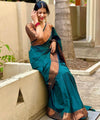Teal Blue Banarasi Silk Saree | Traditional Wedding Wear