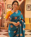 Teal Blue Banarasi Silk Saree | Wedding & Festive Wear