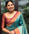 Teal Blue Banarasi Silk Saree | Wedding & Festive Wear