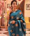 Teal Blue Banarasi Silk Saree | Wedding & Festive Wear