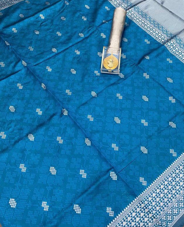 Teal Blue Banarasi Silk Saree | Wedding & Festive Wear