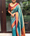 Teal Blue Banarasi Silk Saree | Wedding & Festive Wear