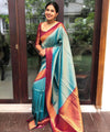 Teal Blue Banarasi Silk Saree | Wedding & Festive Wear