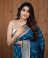 Teal Blue Banarasi Silk Saree | Wedding & Festive Wear
