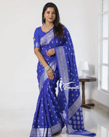 Teal Blue Banarasi Silk Saree | Wedding & Reception Wear