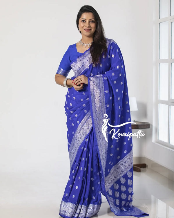 Teal Blue Banarasi Silk Saree | Wedding & Reception Wear