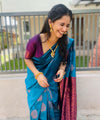 Teal Blue Banarasi Silk Saree | Wedding & Reception Wear