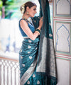 Teal Blue Jacquard Silk Saree | Ethnic Wear for Women