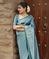 Teal Blue Jacquard Silk Saree | Festive & Party Wear