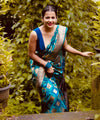 Teal Blue Jacquard Silk Saree | Rich Zari Border Saree