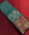 Teal Blue Kanjivaram Silk Saree | Festive & Party Wear