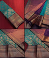 Teal Blue Kanjivaram Silk Saree | Festive & Party Wear