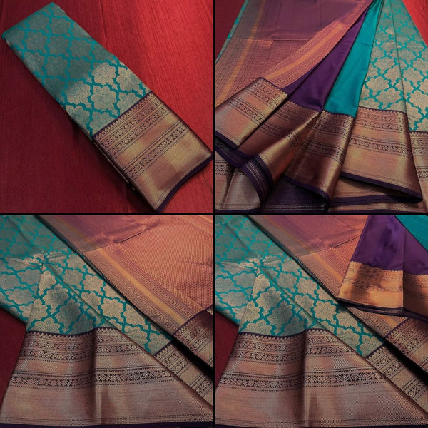 Teal Blue Kanjivaram Silk Saree | Festive & Party Wear