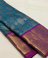 Teal Blue Kanjivaram Silk Saree | Wedding & Festive Wear