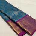 Teal Blue Kanjivaram Silk Saree | Wedding & Festive Wear