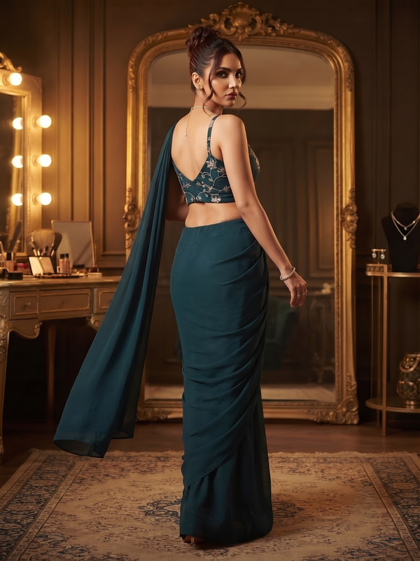 Teal Bollywood Designer Saree | Party & Festive Wear