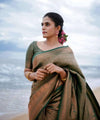 Teal Green Jacquard Silk Saree | Festival & Ceremony Wear