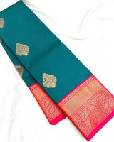 Teal Green Kanjivaram Silk Saree | Wedding & Reception Wear