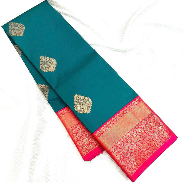 Teal Green Kanjivaram Silk Saree | Wedding & Reception Wear