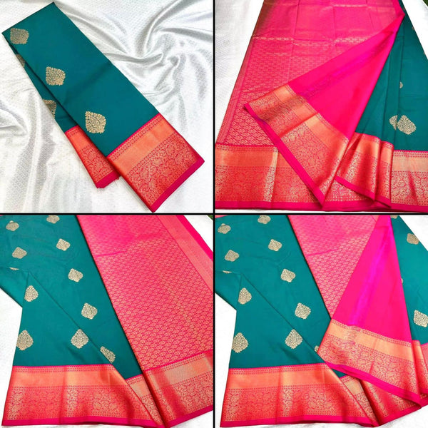 Teal Green Kanjivaram Silk Saree | Wedding & Reception Wear