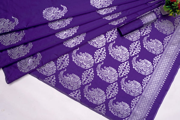 Violet Banarasi Silk Saree | Bridal & Festive Wear
