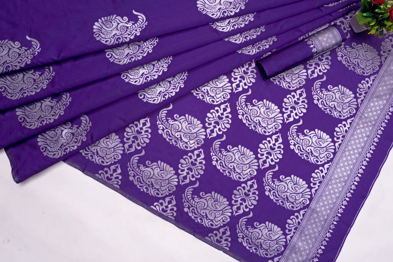 Violet Banarasi Silk Saree | Bridal & Festive Wear