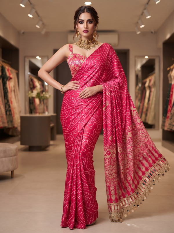 Vivid Pink Trending Designer Saree | Party & Festive Wear detail view