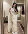 White 550 Chiffon Party Wear Saree with Siroski & Moti Work | RD KHUSHI
