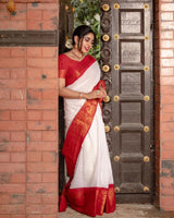 White Banarasi Silk Saree | Ethnic Wear for Women