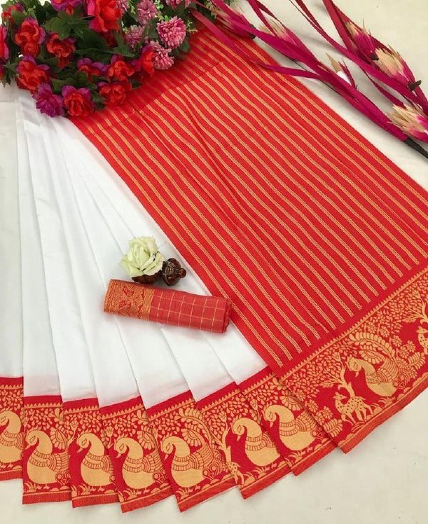 White Banarasi Silk Saree | Ethnic Wear for Women