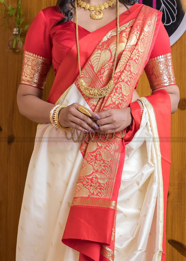 White Banarasi Silk Saree | Ethnic Wear for Women