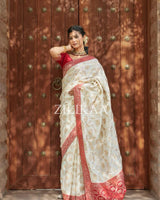 White Banarasi Silk Saree | Festival & Ceremony Wear