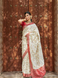 White Banarasi Silk Saree | Festival & Ceremony Wear