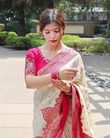 White Banarasi Silk Saree | Festival & Ceremony Wear