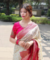 White Banarasi Silk Saree | Festival & Ceremony Wear