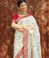 White Banarasi Silk Saree | Festival & Ceremony Wear