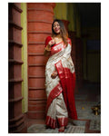 White Banarasi Silk Saree | Festive Celebration Wear