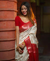 White Banarasi Silk Saree | Festive Celebration Wear